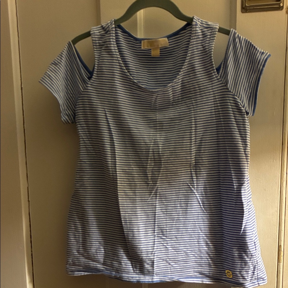 MICHAEL Michael Kors Blue Striped Short Sleeve Top